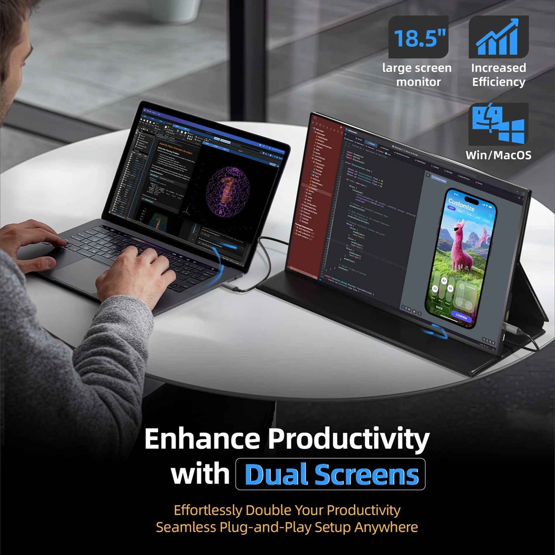 INGNOK YN05B 18.5" FHD Portable Monitor with Smart Cover (Copy)