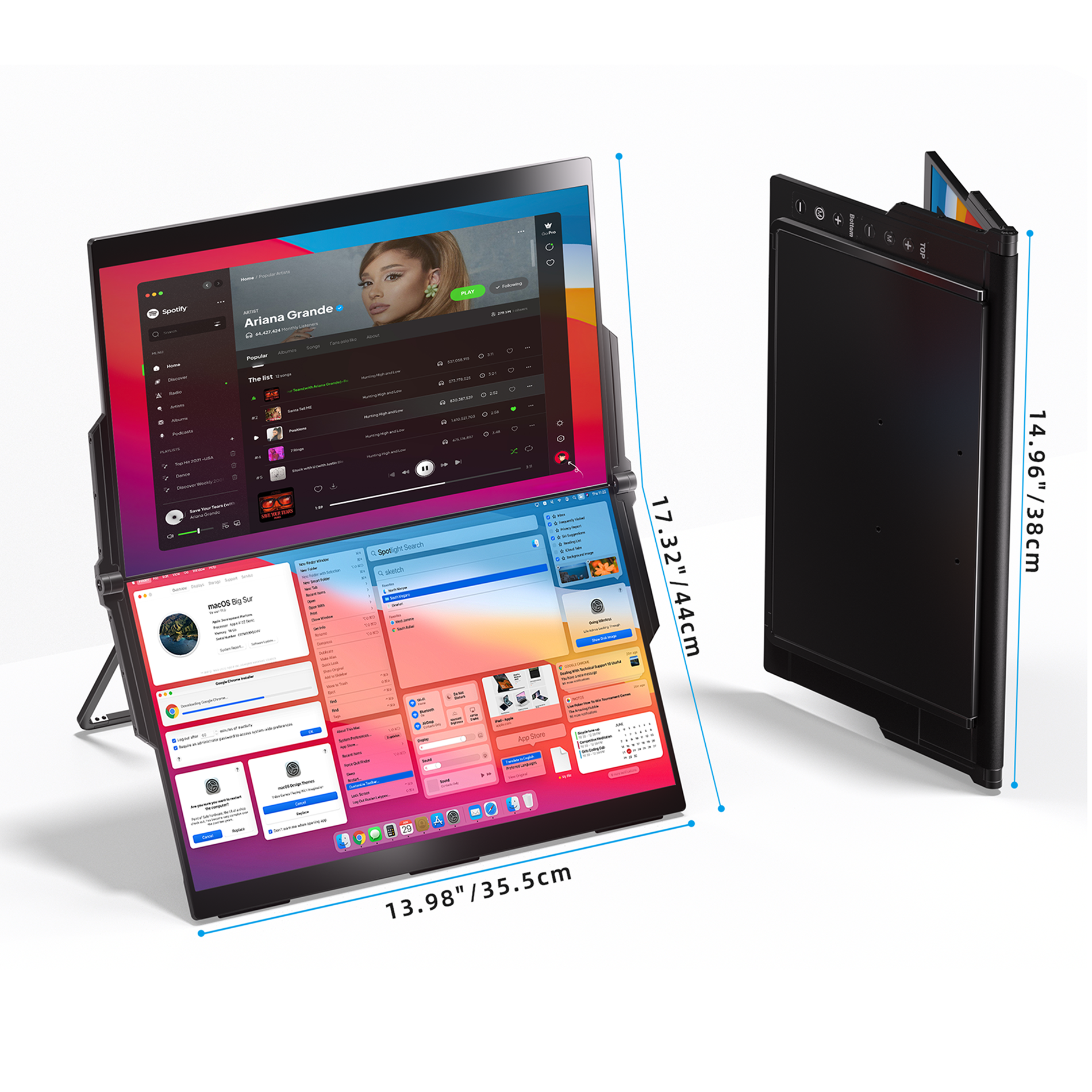 Ingnok Dual Portable Monitor,15.6inch FHD 1080P Screen with USB-C mini HDMI, Foldable Screen Design,Portable Dual Monitor Compatible with Windows/Mac, Easy Setup for Work