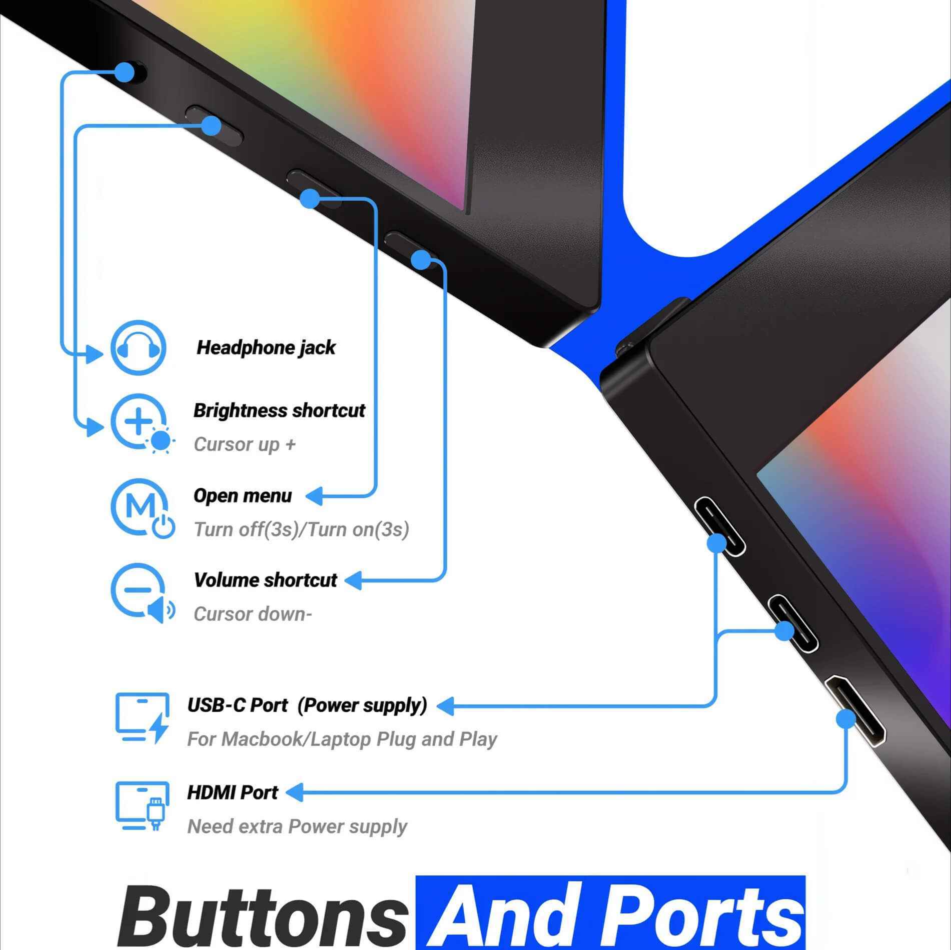 INGNOK YN02B 15.6" FHD Portable Monitor with Smart Protective Case (Copy)