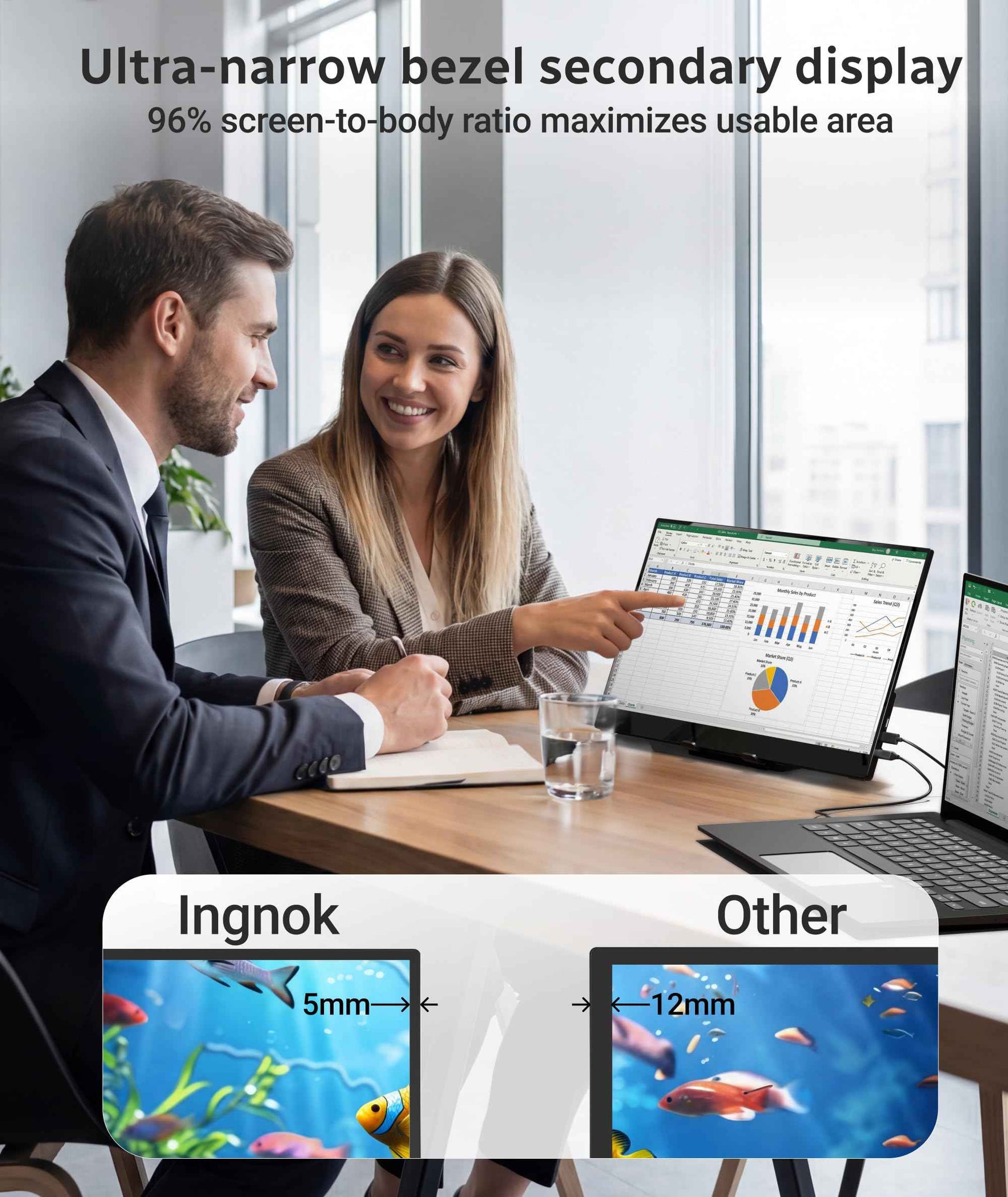 INGNOK 15.6" FHD Touchscreen Portable Monitor with Adjustable Stand
