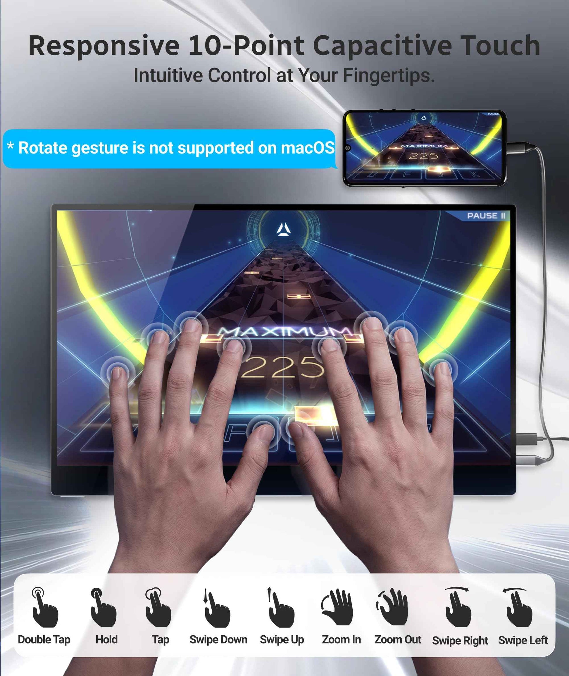 INGNOK 15.6" FHD Touchscreen Portable Monitor with Adjustable Stand