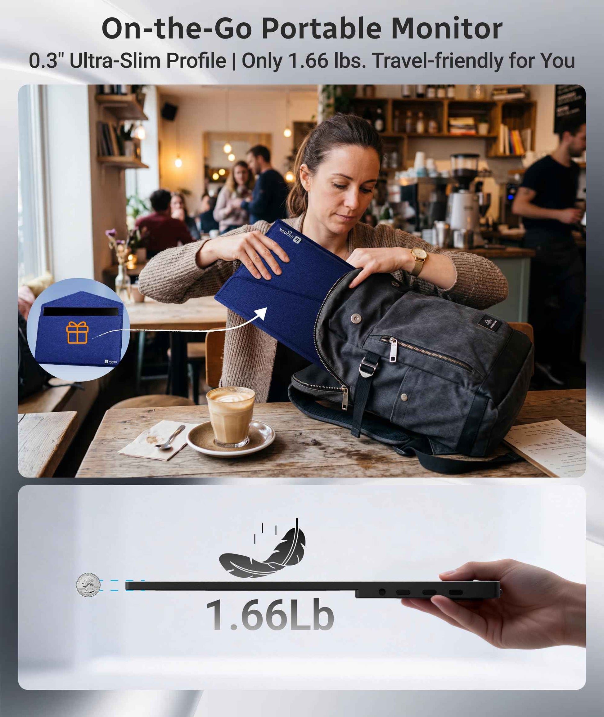 INGNOK 15.6" FHD Touchscreen Portable Monitor with Adjustable Stand