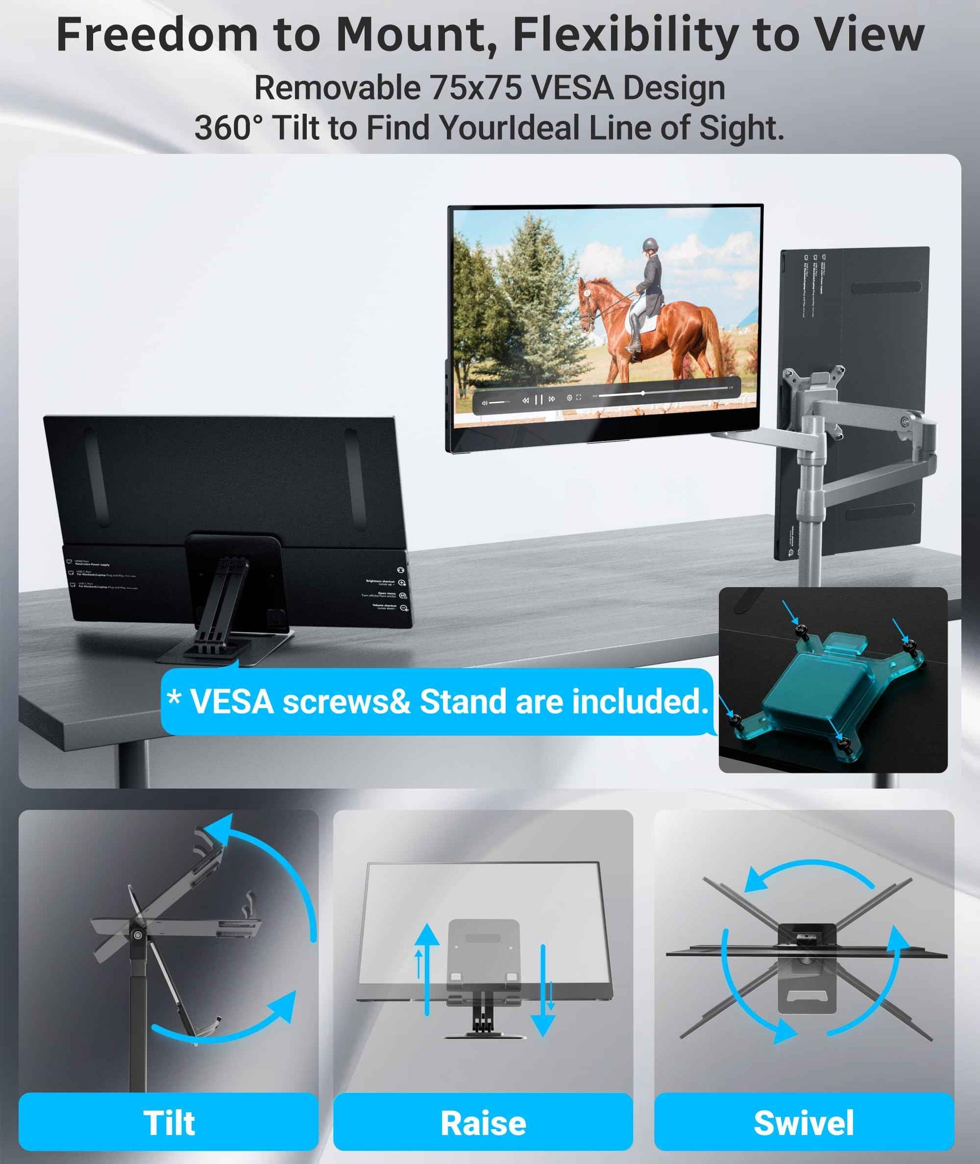 INGNOK 15.6" FHD Touchscreen Portable Monitor with Adjustable Stand