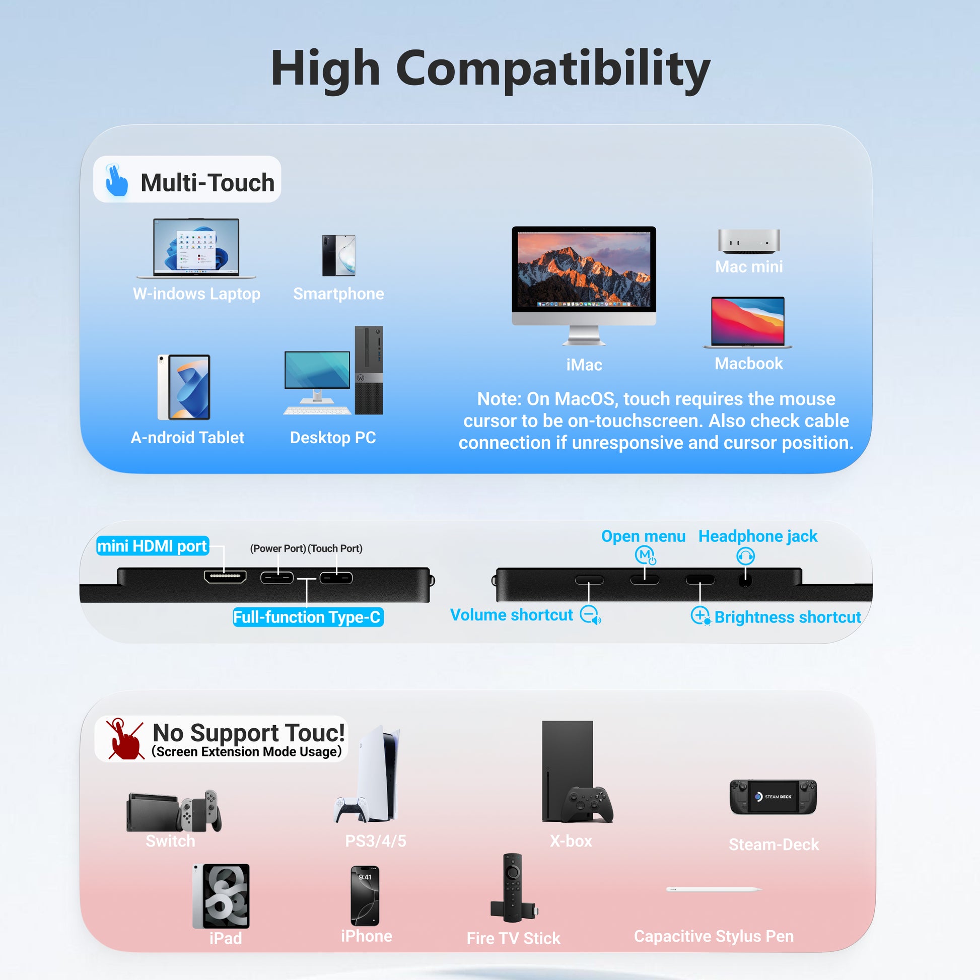 INGNOK FHD IPS touchscreen portable monitor display view