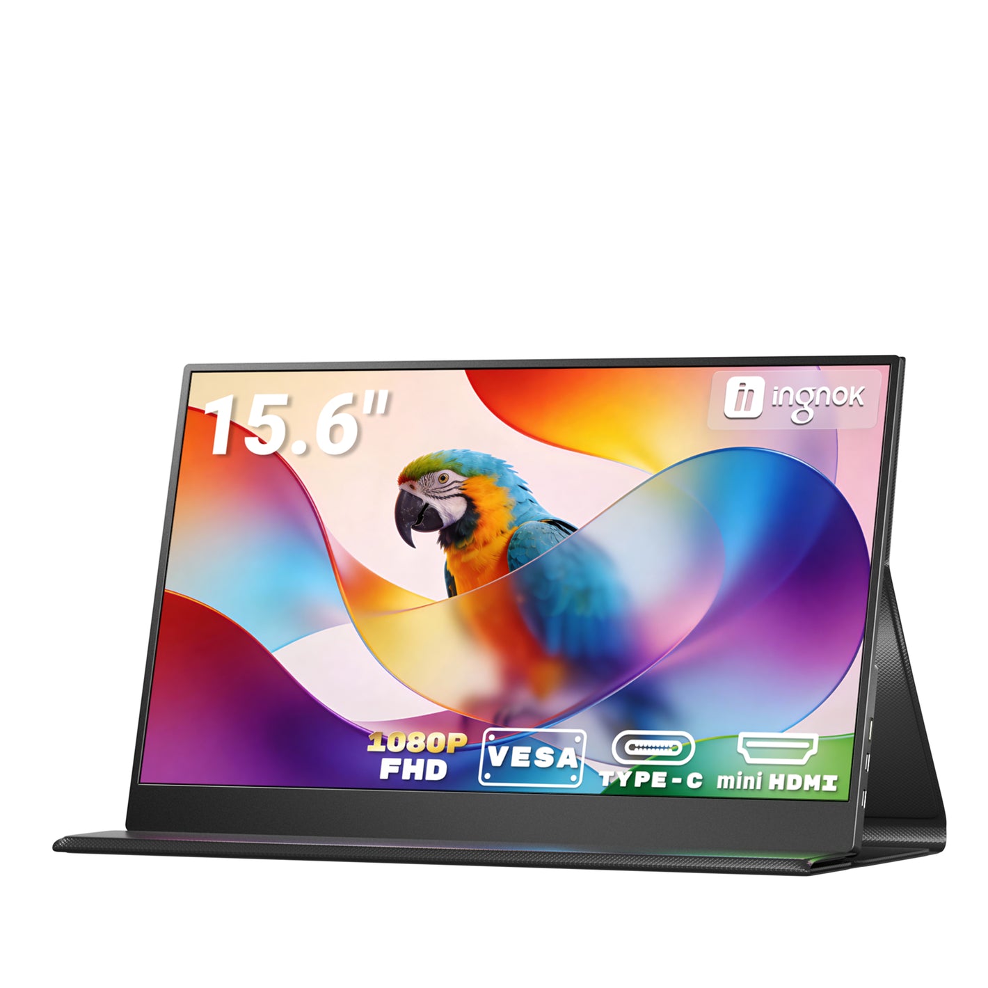 INGNOK YN02B 15.6 inch FHD portable monitor with smart protective case
