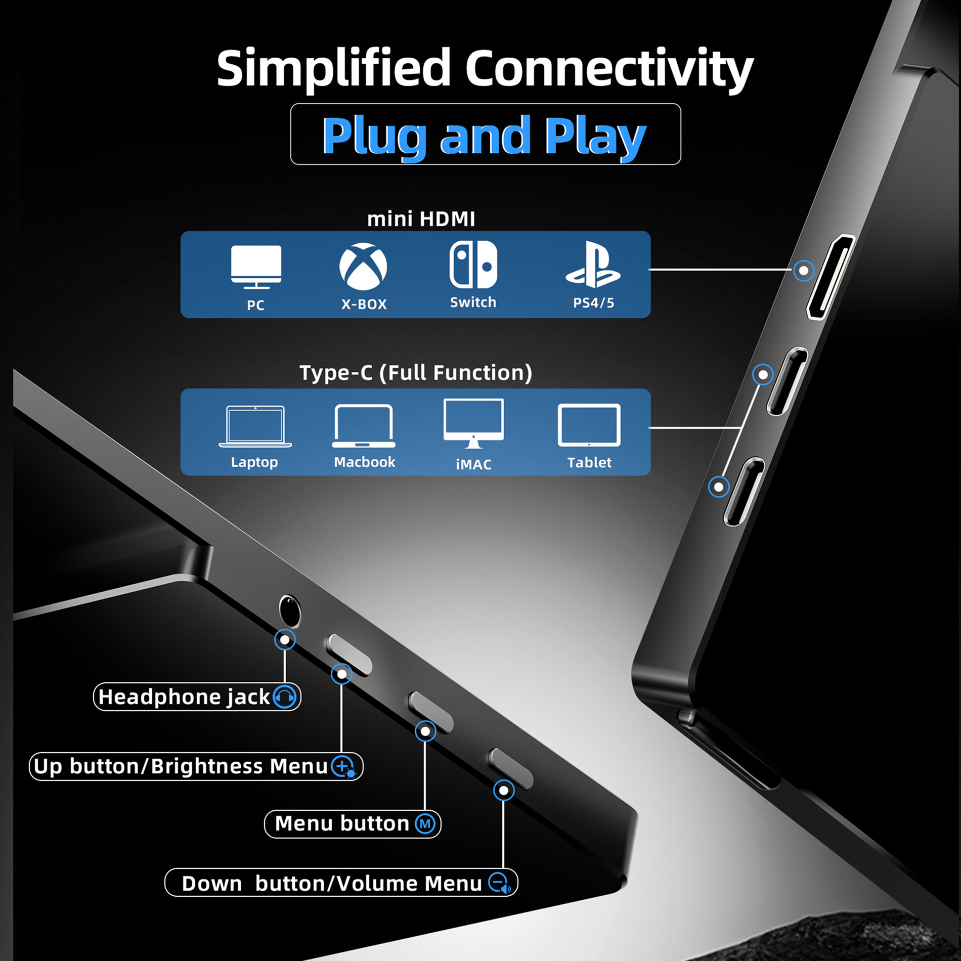 INGNOK YN05B 18.5" FHD Portable Monitor with Smart Cover (Copy)